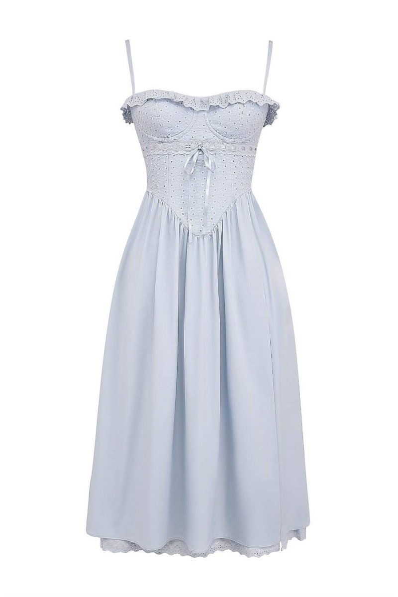 Clara® | Embroidered Lace Corset-Style Midi Dress