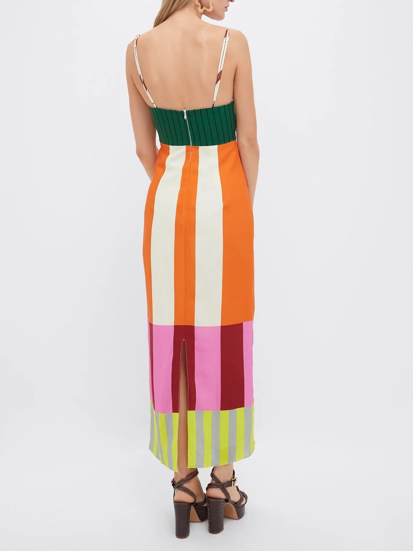 Theresa | Vibrant Geometric Striped Maxi Dress