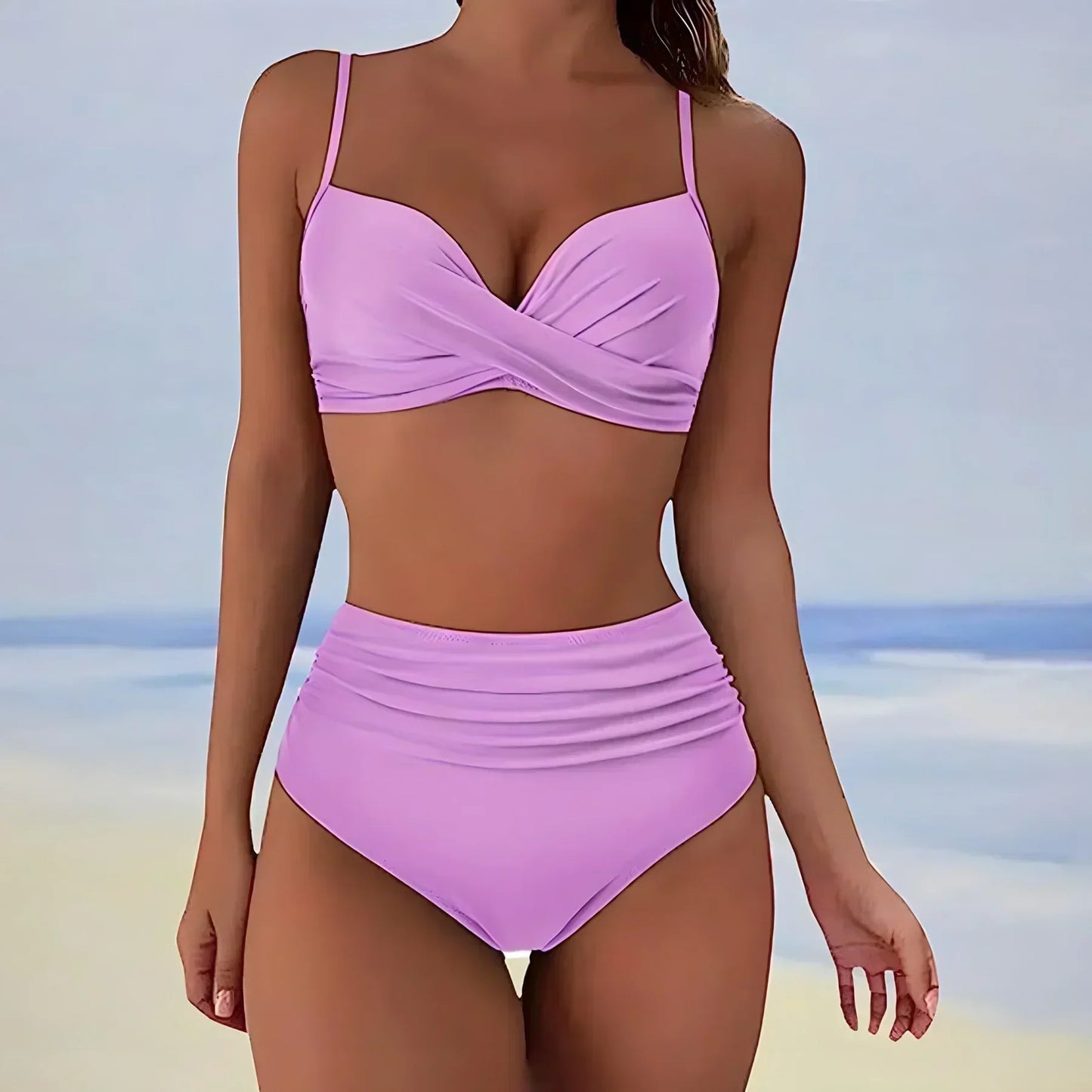 Bianca® | Women'S Wrap Style Swimsuit Set Plain Colors