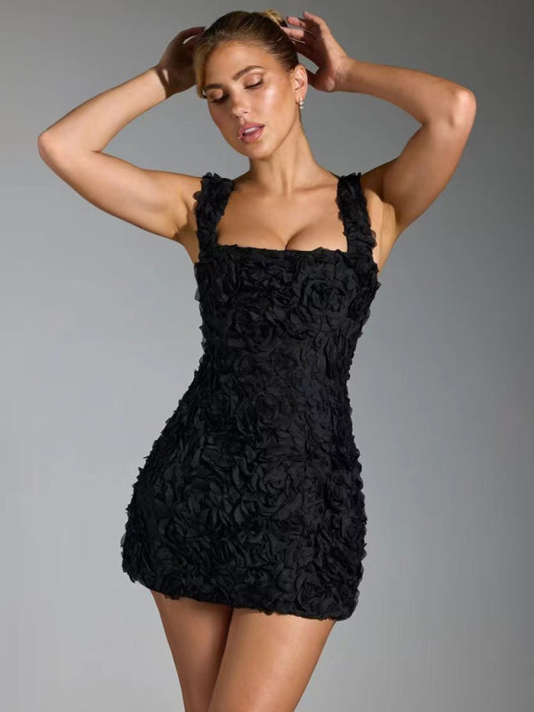 Nina | Mini Dress with 3D Floral Design for Women