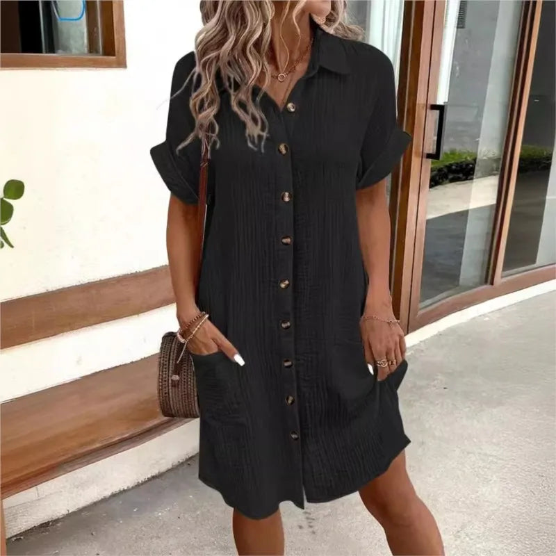 Courtney® | Elegant Summer Dress With Collar And Pockets