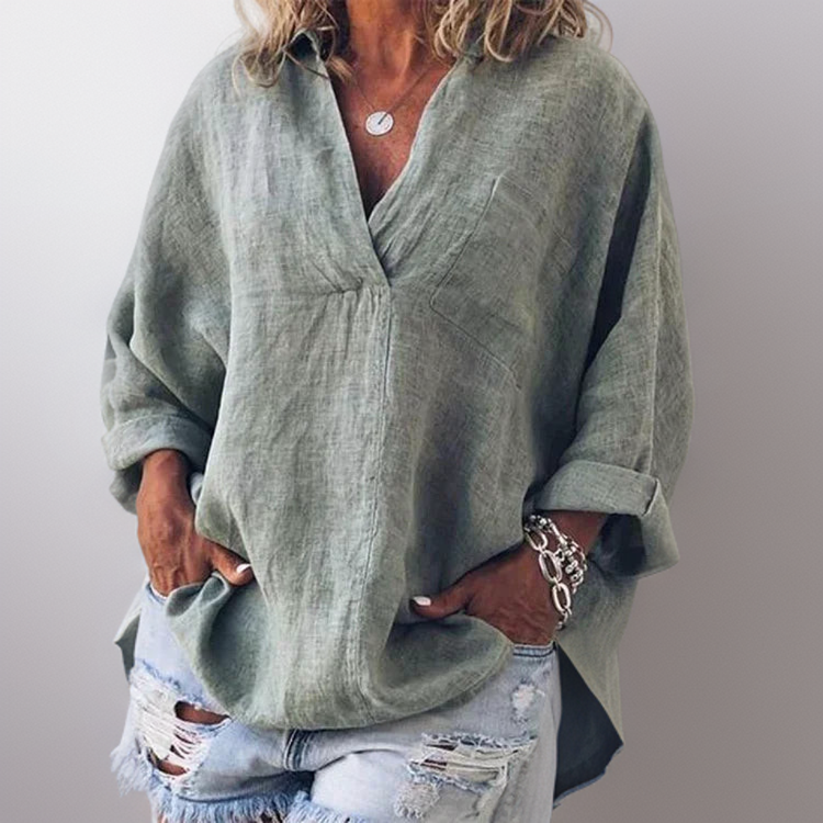 Dafne® | Comfortable long-sleeved shirt with a V-neck