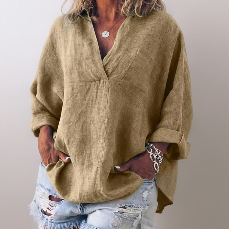 Dafne® | Comfortable long-sleeved shirt with a V-neck