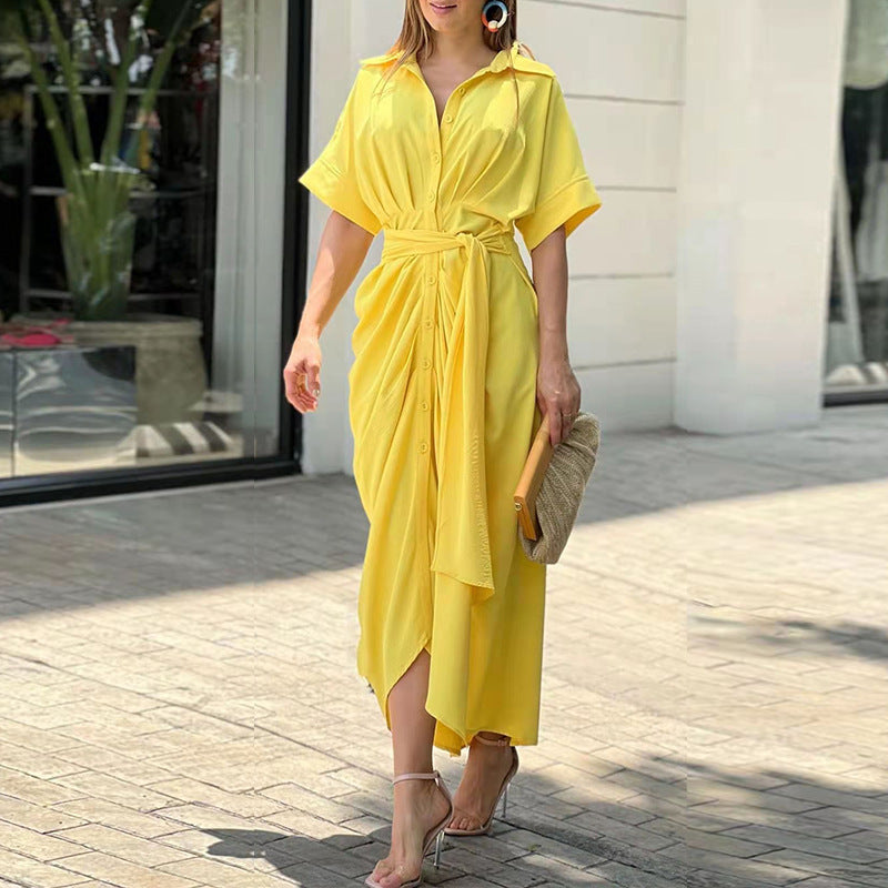 Lucille | Elegant High-Waist Flounce Collar Dress for Everyday Style