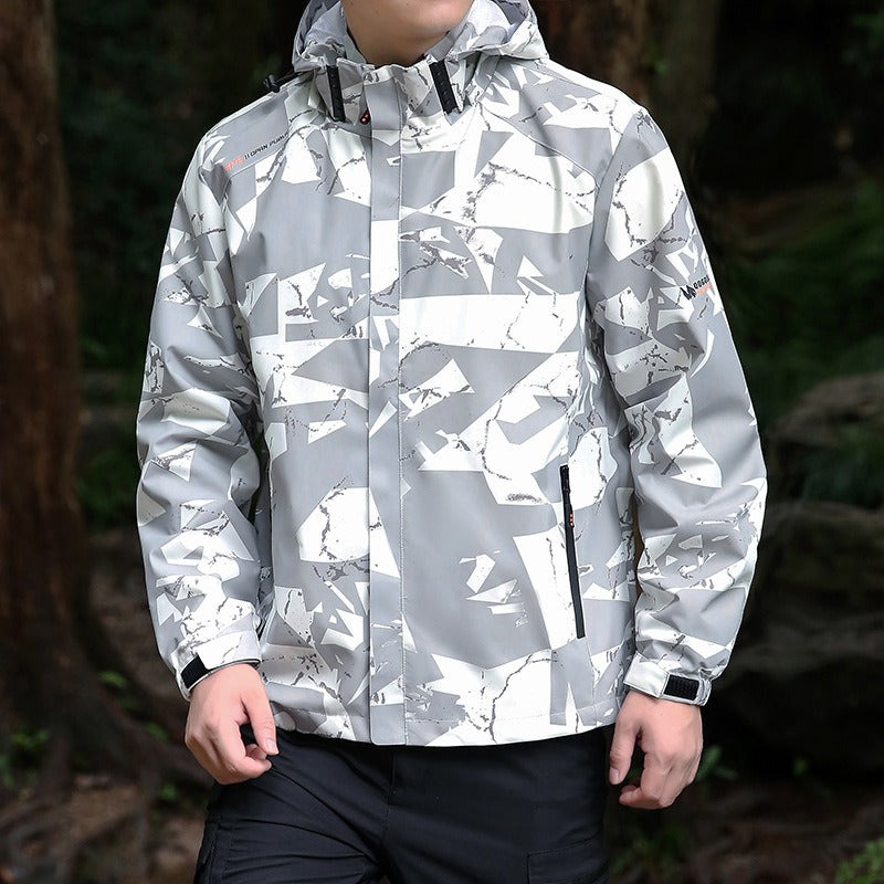Men’s Jacket – Regular Fit – Technical Fabric – Hooded – Zipper Pockets – Adjustable Cuffs