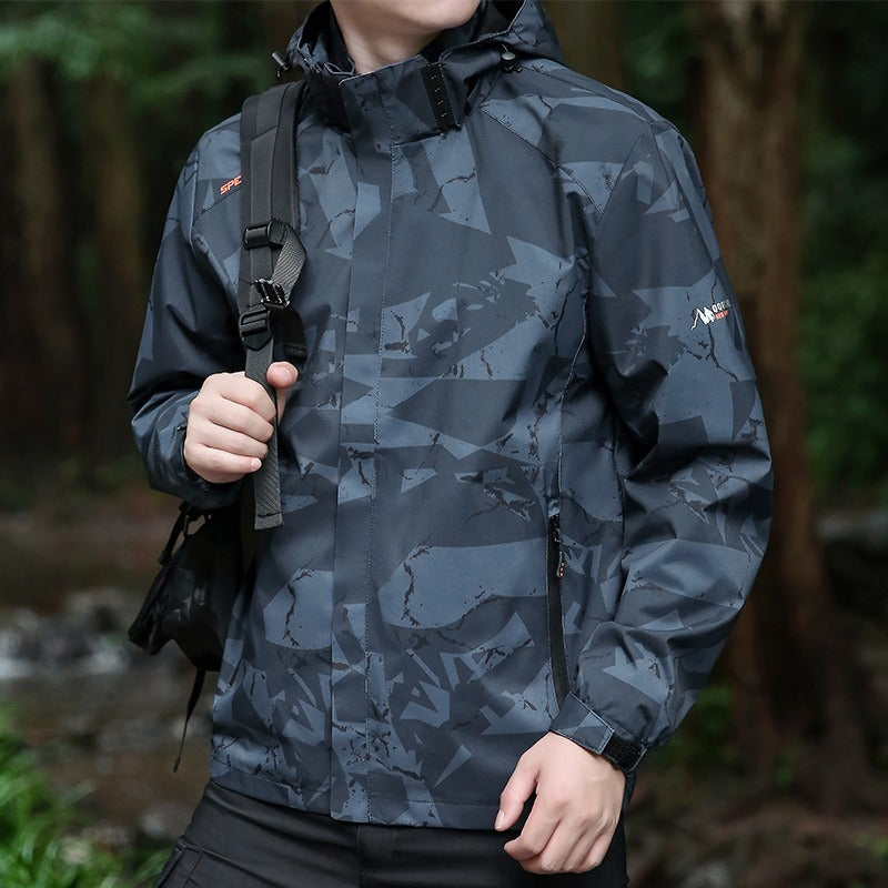 Men’s Jacket – Regular Fit – Technical Fabric – Hooded – Zipper Pockets – Adjustable Cuffs