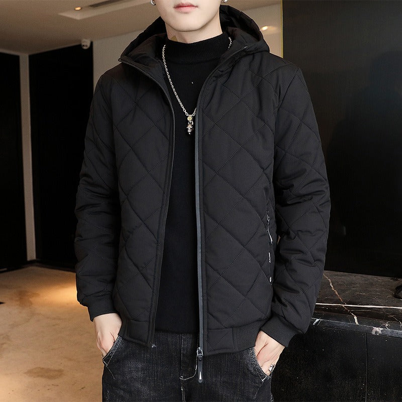 Men’s Quilted Jacket – Regular Fit – Fleece Lined – Diamond Stitch – Zipped Pockets