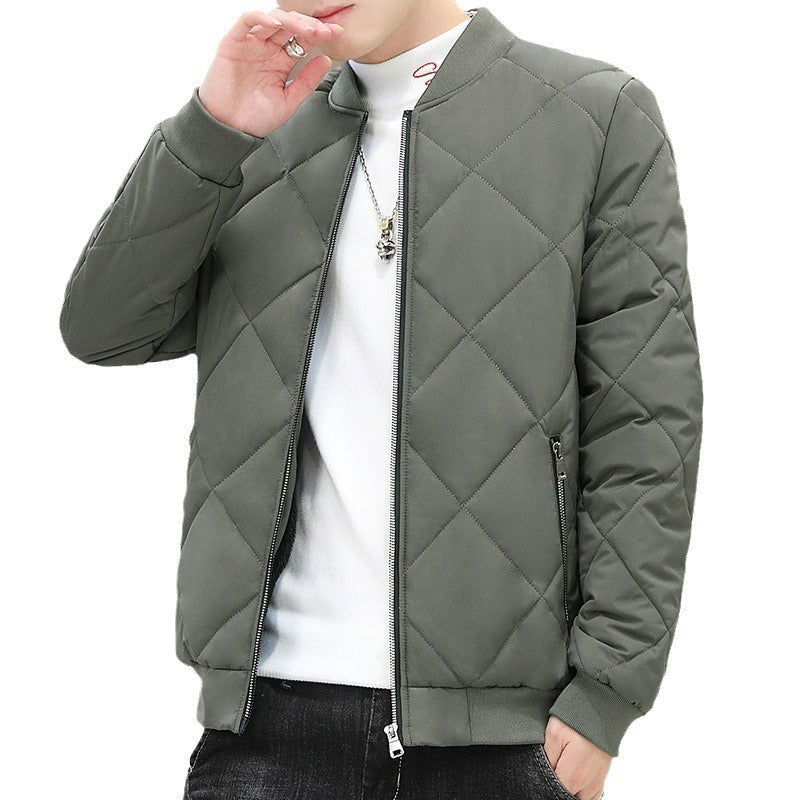 Men’s Quilted Jacket – Regular Fit – Fleece Lined – Diamond Stitch – Zipped Pockets