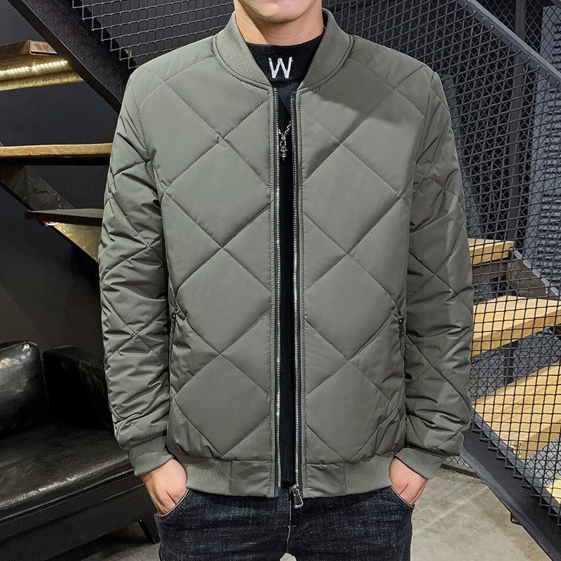 Men’s Quilted Jacket – Regular Fit – Fleece Lined – Diamond Stitch – Zipped Pockets