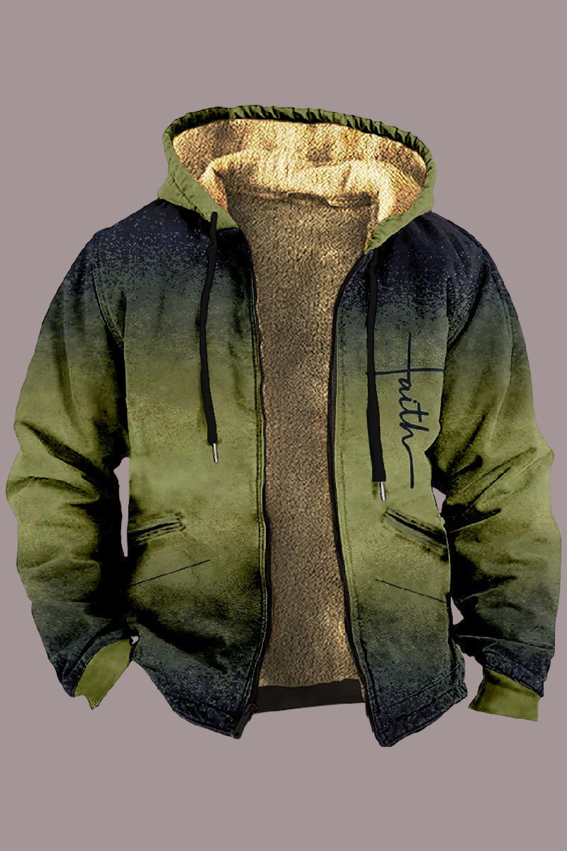 Men’s Hooded Jacket – Relaxed Fit – Fleece Lined – Zip Front – Casual Cotton Blend