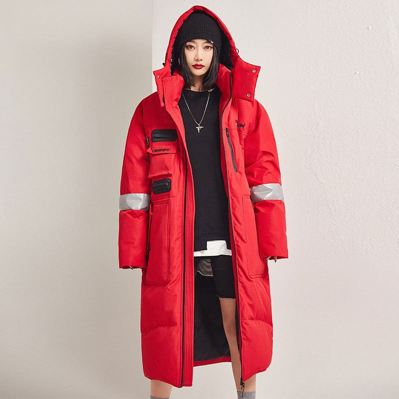 Men’s Trench Coat – Oversized Fit – Hooded Storm Flap – Reflective Sleeve Bands – Extra Long