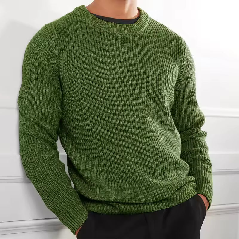 Men’s Knitted Sweater – Regular Fit – Wool Blend – O-Neck Ribbed Casual Pullover