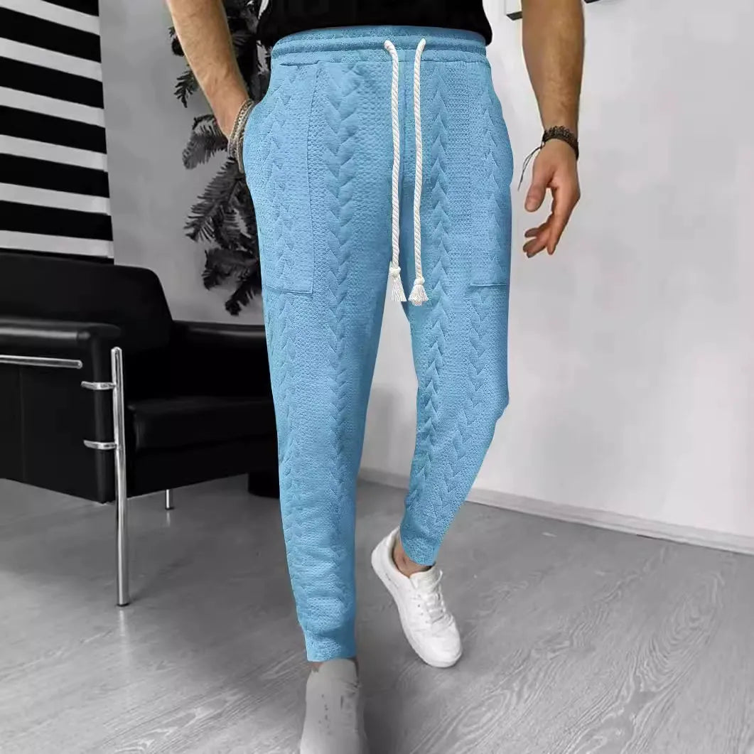 Men’s Jogger Pants – Jacquard Texture – Tapered Fit – Drawstring Waist – Cuffed Ankles