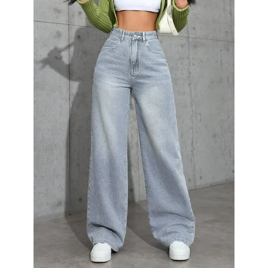 Women’s Jeans – High Waist – Relaxed Fit – Wide Leg – Full Length Casual Denim