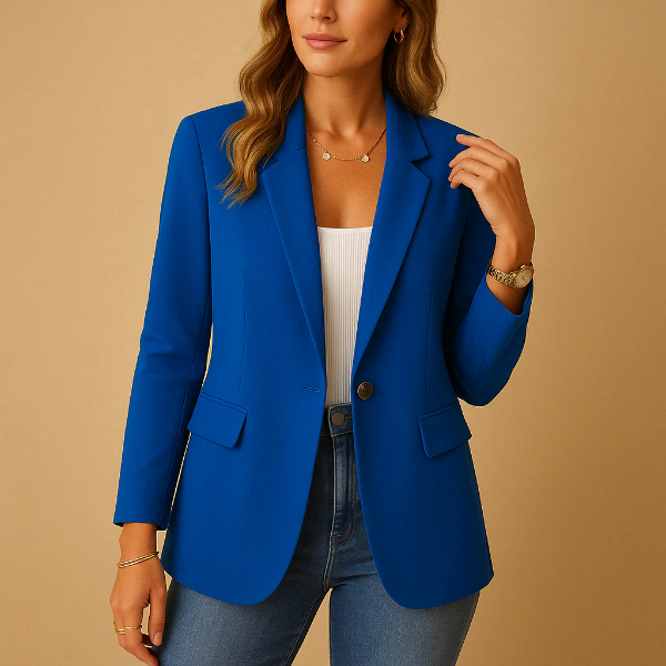 Women’s Blazer – Tailored Fit – Single Button – Notched Lapel – Hip Length