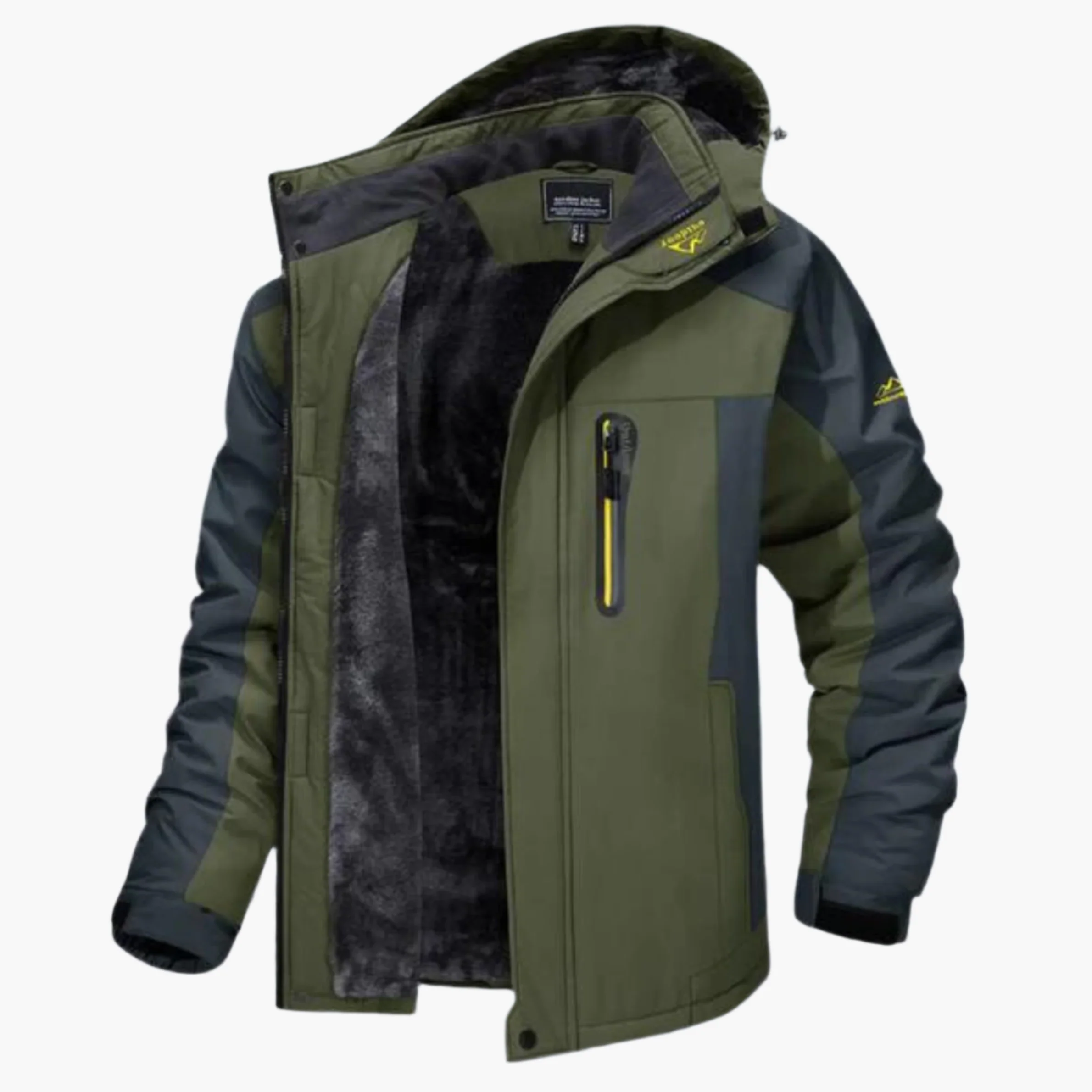 Men’s Outdoor Jacket – Waterproof Hooded – Fleece Lined – Casual Fit – Zipped Pocket