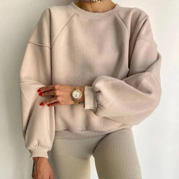 Women’s Sweaters – Soft Knit Loose Fit – Round Neck – Balloon Sleeve Casual Pullover