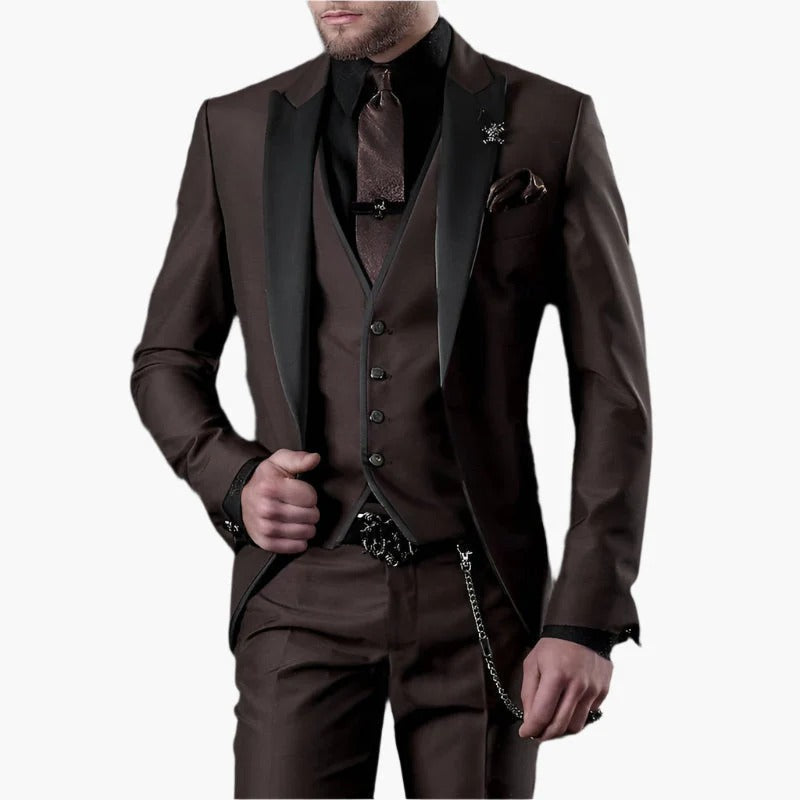 Men’s 3-Piece Suit – Slim Fit Wool Blend – Notched Lapel – Formal Business Wear