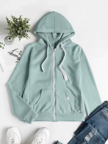 Women’s Zip-Up Hoodie – Cotton – Regular Fit – Drawstring Hood – Kangaroo Pocket