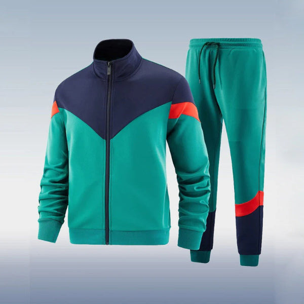 Men’s Two-Piece Tracksuit – Slim Fit – Full Zip Jacket with High Collar – Jogger Bottoms