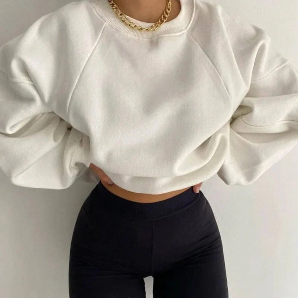 Women’s Sweaters – Soft Knit Loose Fit – Round Neck – Balloon Sleeve Casual Pullover