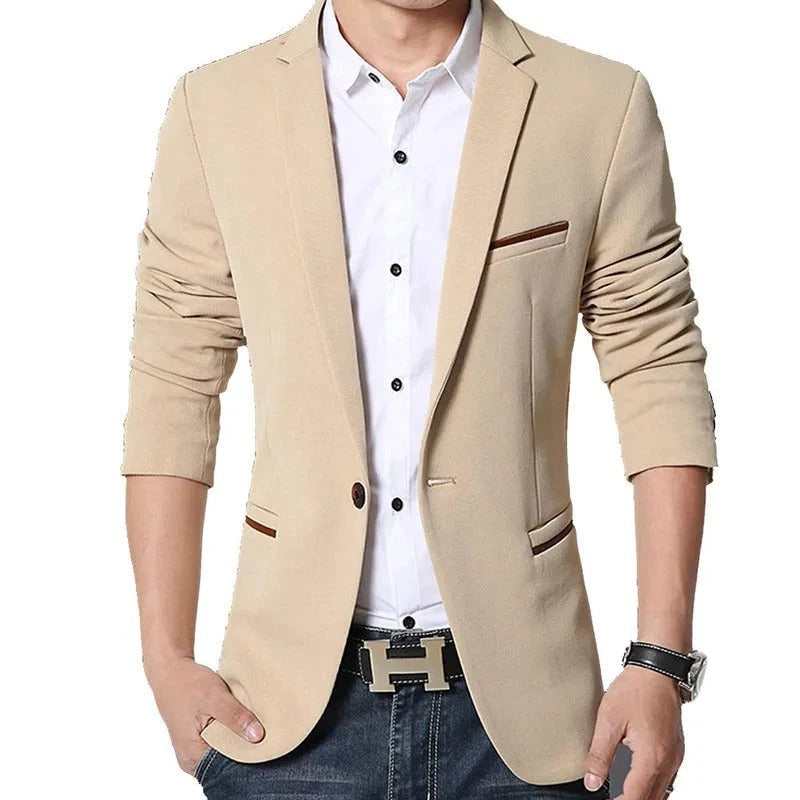 Men’s Blazer – Slim Fit – Single Breasted – Notched Lapel – Ruched ¾ Sleeve