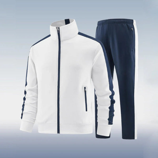 Men’s Two-Piece Tracksuit – Slim Fit – Full Zip Jacket with High Collar – Jogger Bottoms