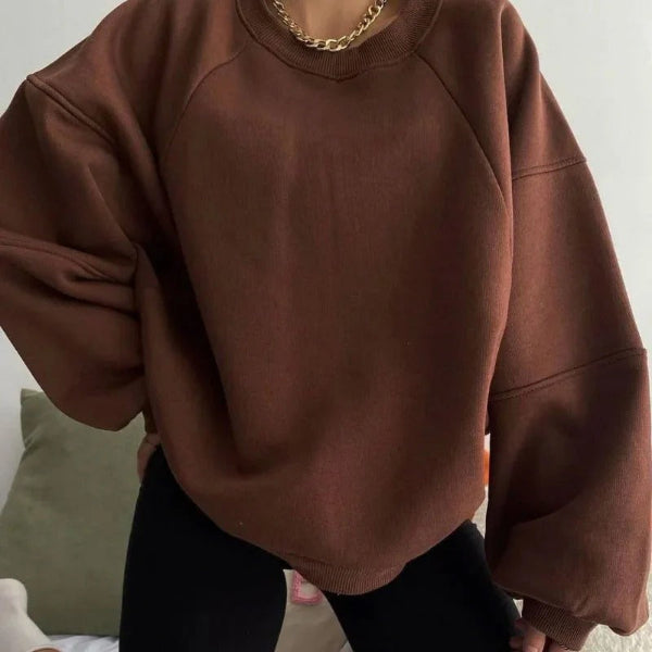 Women’s Sweaters – Soft Knit Loose Fit – Round Neck – Balloon Sleeve Casual Pullover