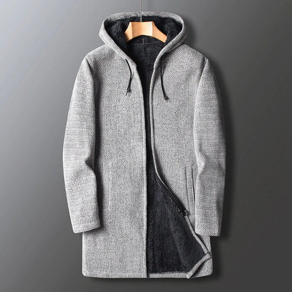 Men’s Hooded Jacket – Relaxed Fit – Textured Fleece – Zip Front