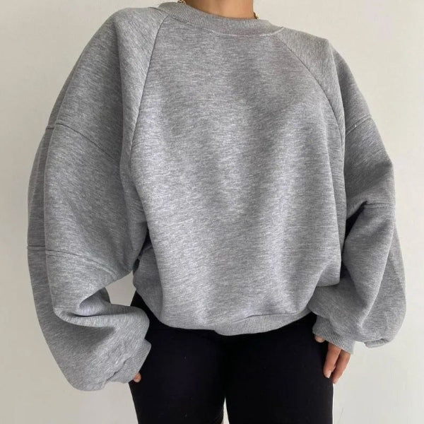 Women’s Sweaters – Soft Knit Loose Fit – Round Neck – Balloon Sleeve Casual Pullover