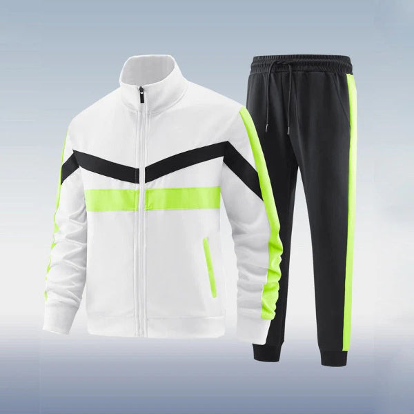Men’s Two-Piece Tracksuit – Slim Fit – Full Zip Jacket with High Collar – Jogger Bottoms