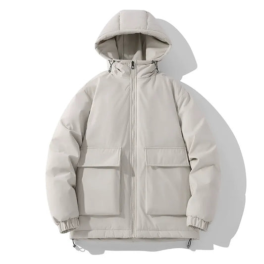 Men’s Hooded Jacket – Quilted Insulation – Oversized Fit – Zip Front – Elastic Cuffs