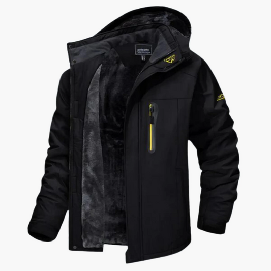 Men’s Outdoor Jacket – Waterproof Hooded – Fleece Lined – Casual Fit – Zipped Pocket