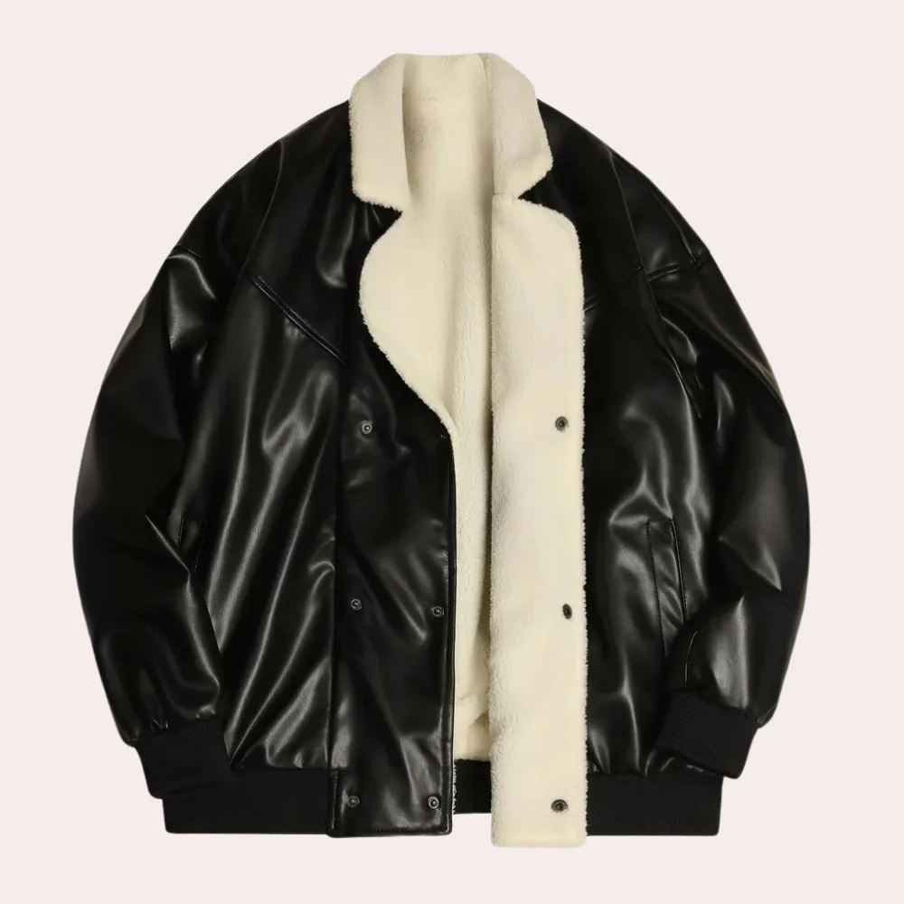 Men’s Bomber Jacket – Relaxed Fit – Plush Lining – Ribbed Cuffs – Snap Closure