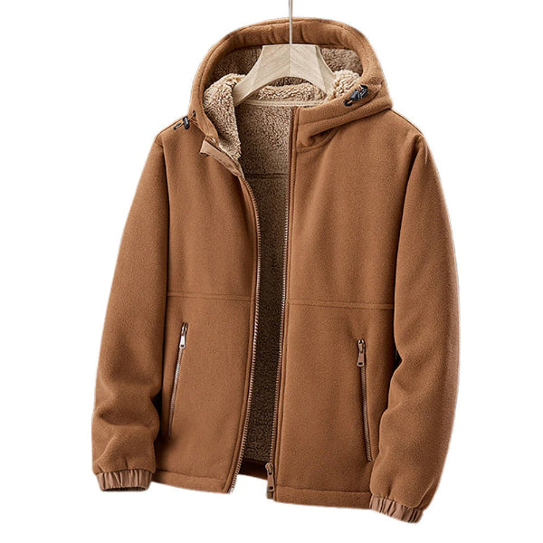 Men’s Fleece Jacket – Sherpa Lined – Regular Fit – Hooded with Zipper Closure