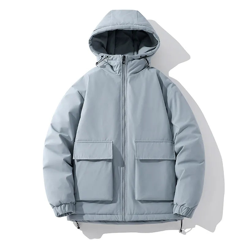 Men’s Hooded Jacket – Quilted Insulation – Oversized Fit – Zip Front – Elastic Cuffs