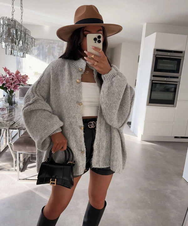 Women’s Cardigan – Oversized Fit – Soft Knit – Button Front – Casual Everyday Layering