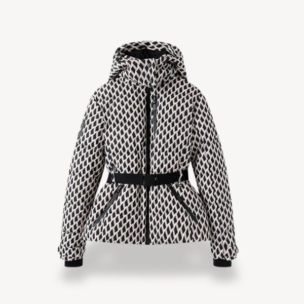 Women’s Puffer Jacket – Fitted Waist – Hooded – Quilted – Zip Front – High Collar