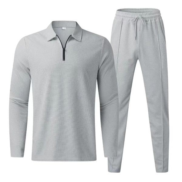 Men’s Two-Piece Set – Regular Fit – Long Sleeve Zip Top – Tapered Leg – Cotton Blend