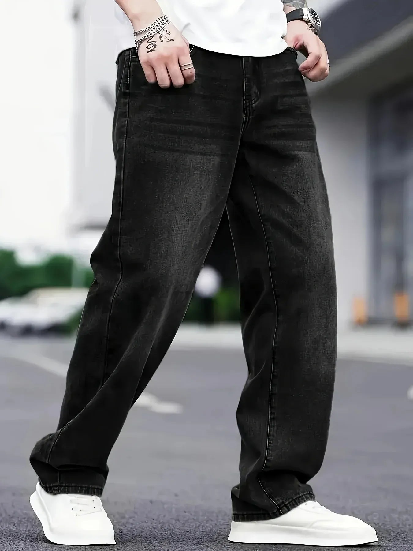 Men’s Baggy Jeans – Relaxed Fit – Full Length – Casual Streetwear Denim