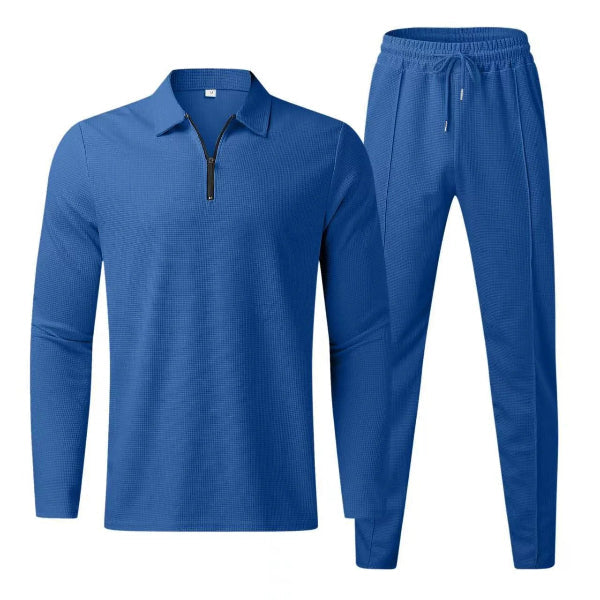 Men’s Two-Piece Set – Regular Fit – Long Sleeve Zip Top – Tapered Leg – Cotton Blend