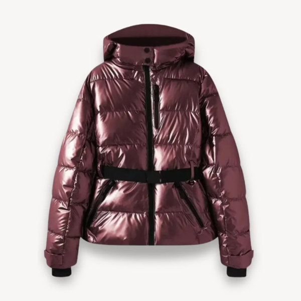 Women’s Puffer Jacket – Fitted Waist – Hooded – Quilted – Zip Front – High Collar