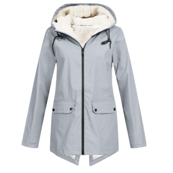 Women’s Trench Coat – Waterproof – Fleece Lined – Hooded – Tailored Fit – Mid Length