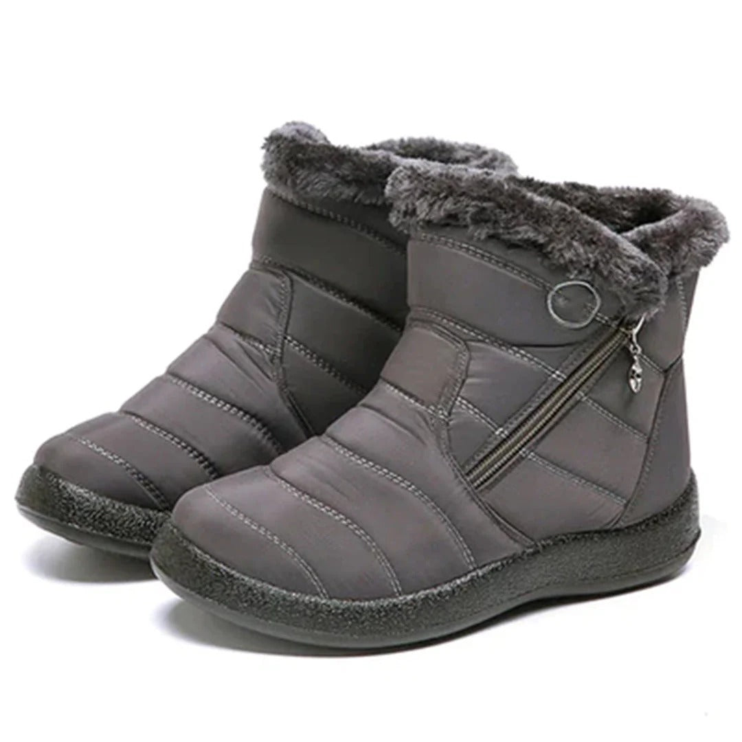 Women’s Ankle Boots – Quilted Water-Resistant – Faux Fur Lined – Zip Closure Non-Slip
