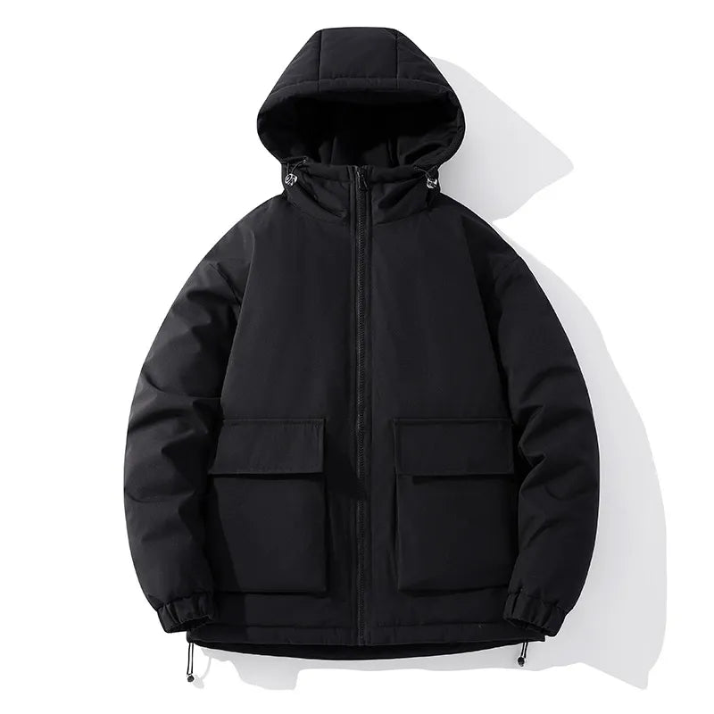 Men’s Hooded Jacket – Quilted Insulation – Oversized Fit – Zip Front – Elastic Cuffs