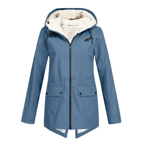 Women’s Trench Coat – Waterproof – Fleece Lined – Hooded – Tailored Fit – Mid Length