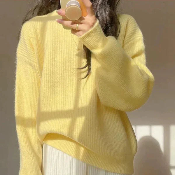 Women’s Pullover Sweater – Soft Knit – Oversized Fit – Dropped Shoulders – Ribbed Trim