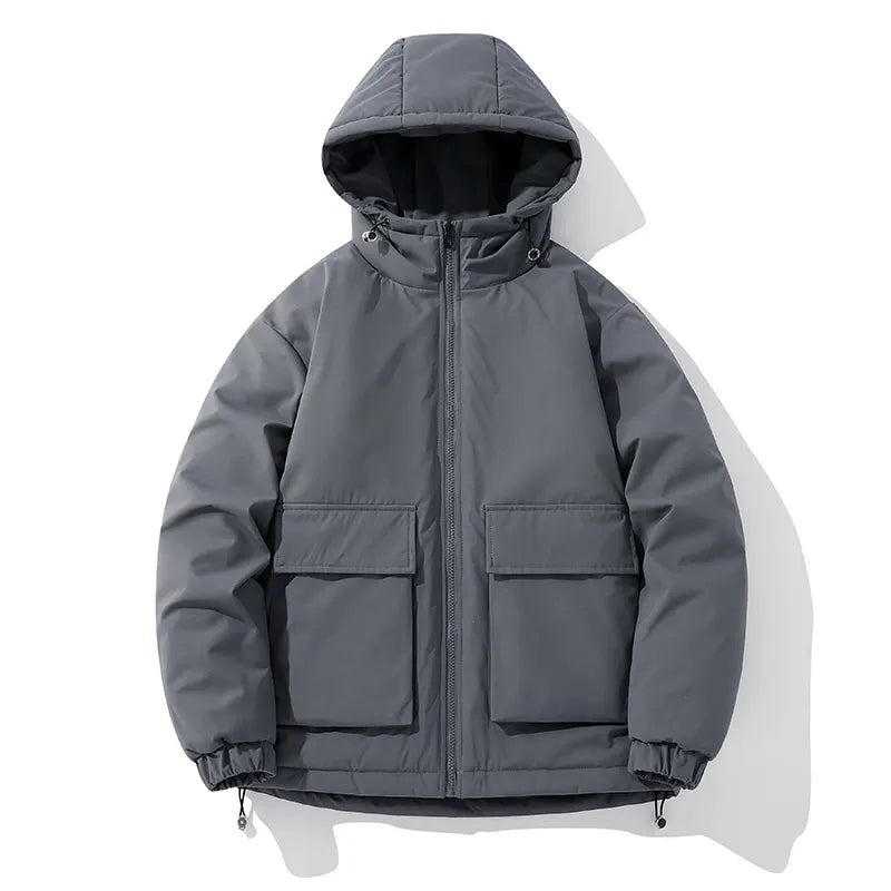 Men’s Hooded Jacket – Quilted Insulation – Oversized Fit – Zip Front – Elastic Cuffs