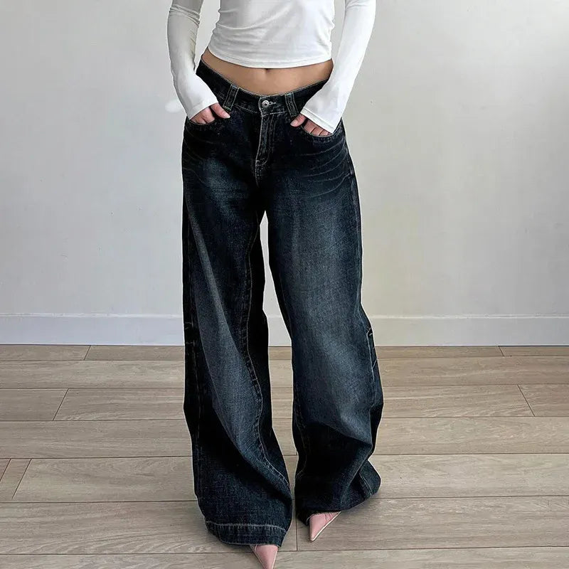 Women’s Wide Leg Jeans – Relaxed Fit – Full Length – Five Pocket Casual Style