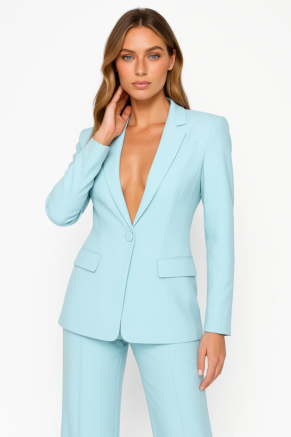 Women’s Suit Set – Tailored Fit – Single Button Blazer – Flared Trousers – Formal Wear